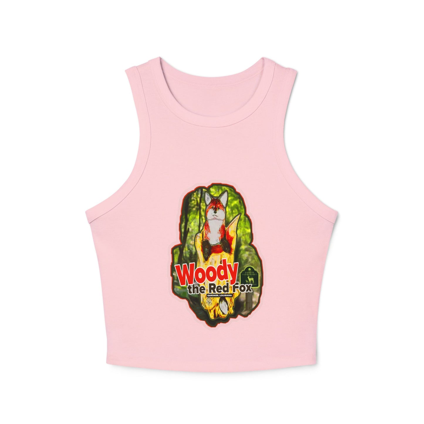 Whimsical Woody the Red Fox Women's Micro Rib Racer Tank Top - Fun Summer Style