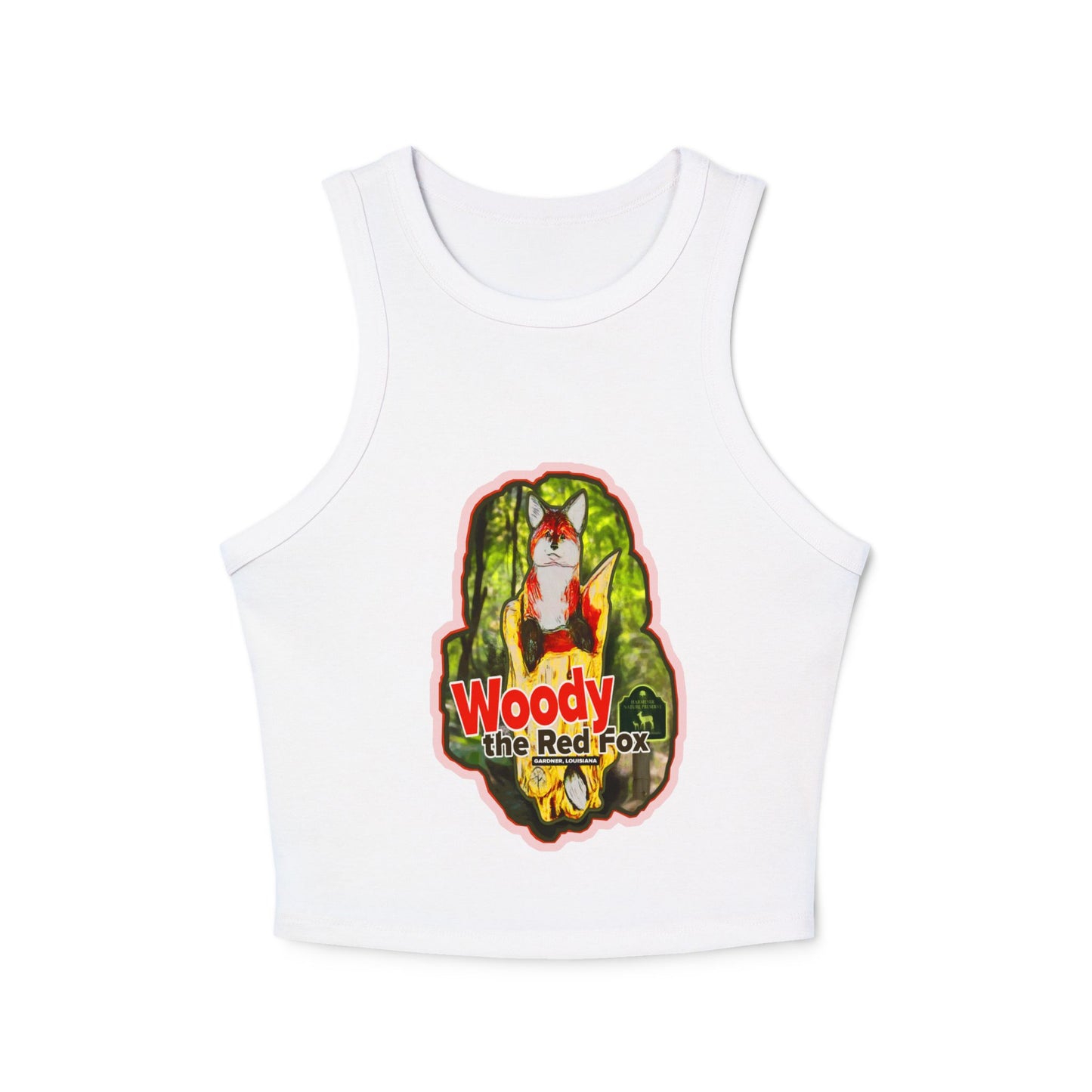 Whimsical Woody the Red Fox Women's Micro Rib Racer Tank Top - Fun Summer Style