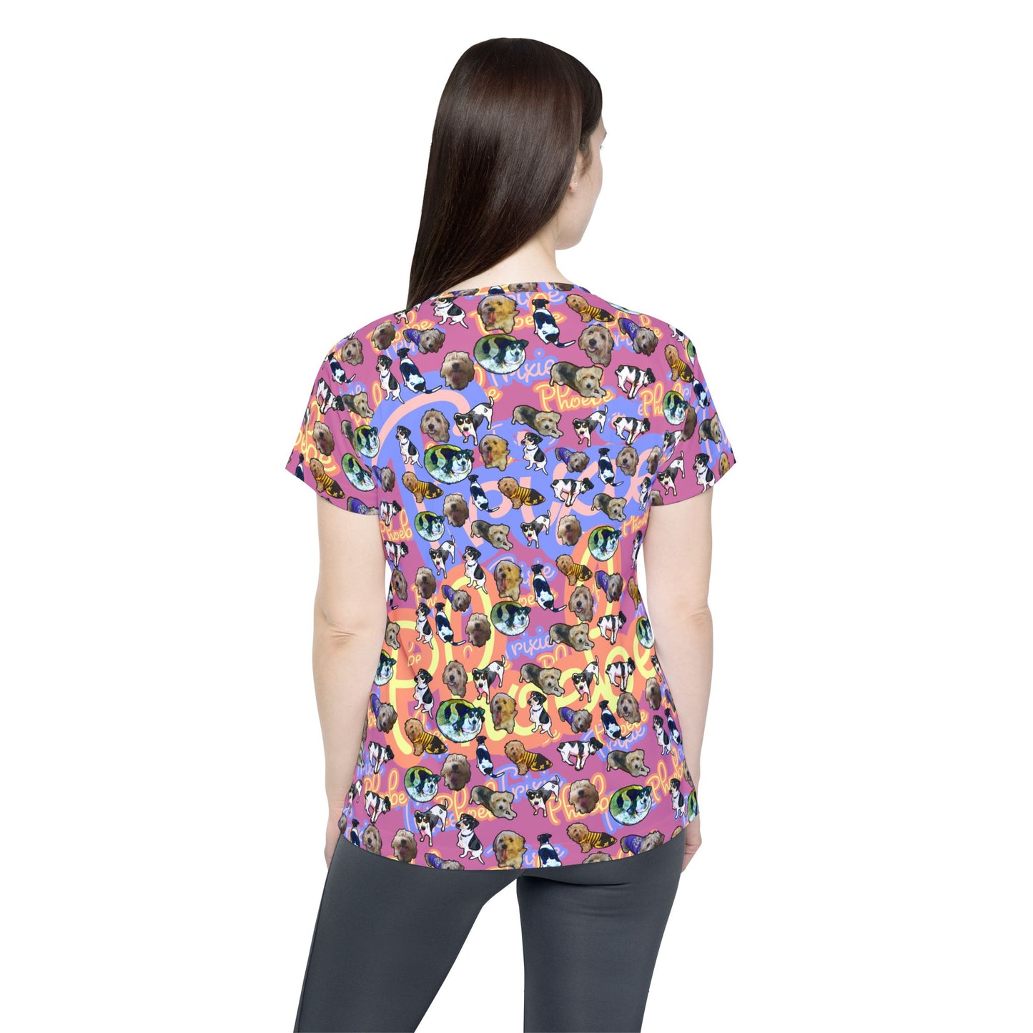 Women's Jersey — Pink 'Phoebe & Trixie' All-Over Print Sports Tee