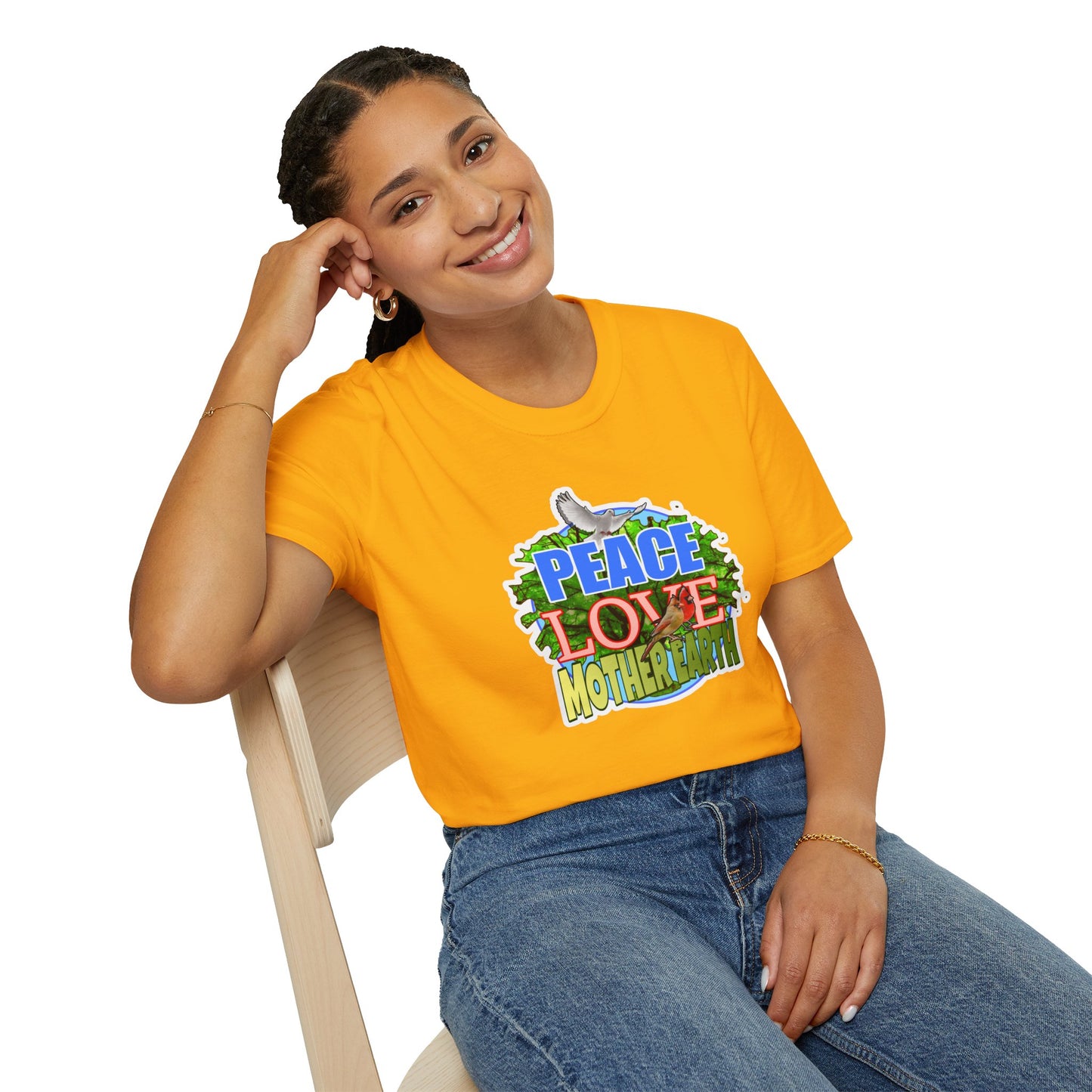Peace-Love-MotherEarth Unisex Softstyle T-Shirt