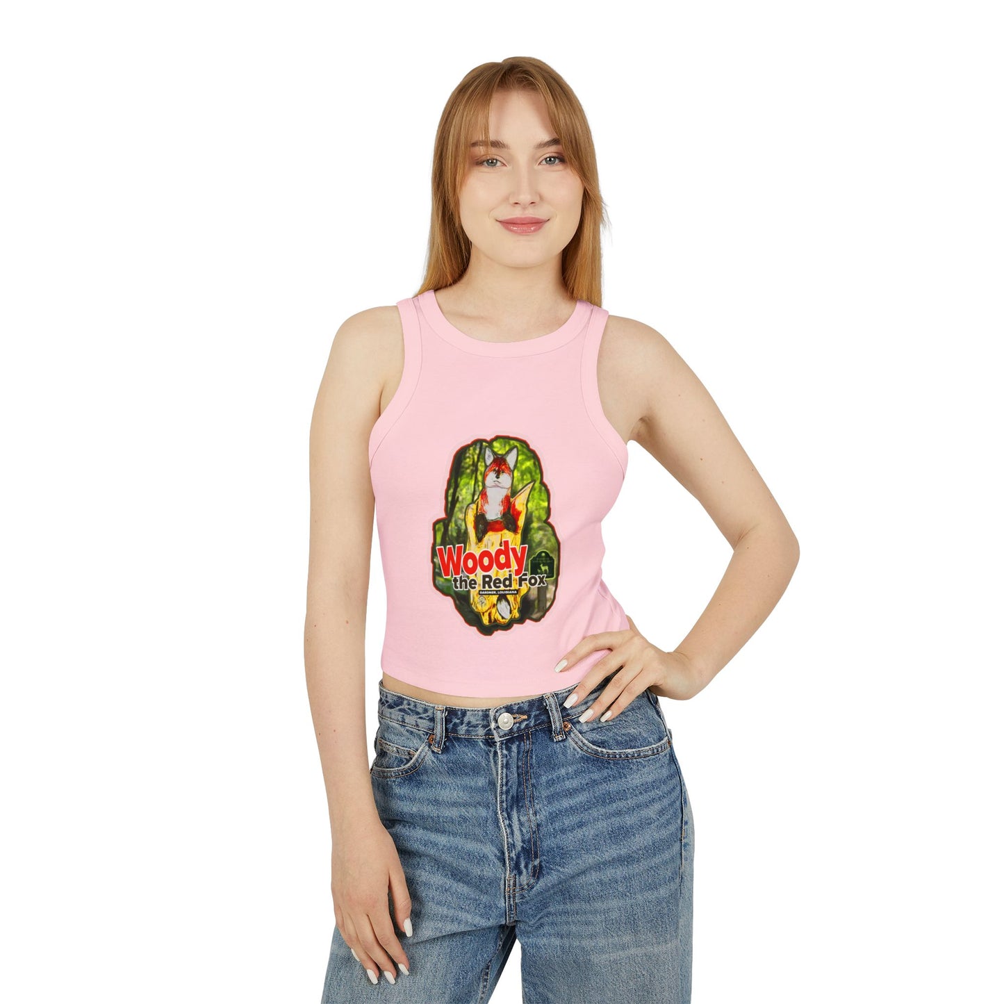 Whimsical Woody the Red Fox Women's Micro Rib Racer Tank Top - Fun Summer Style