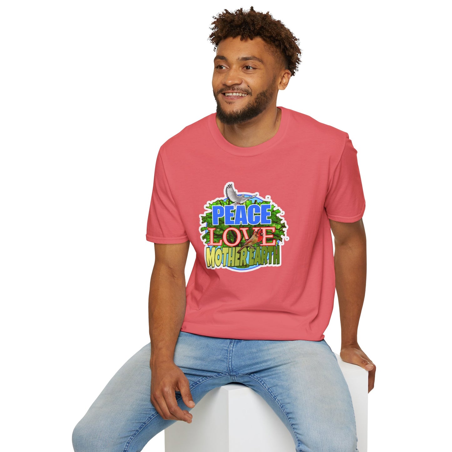 Peace-Love-MotherEarth Unisex Softstyle T-Shirt