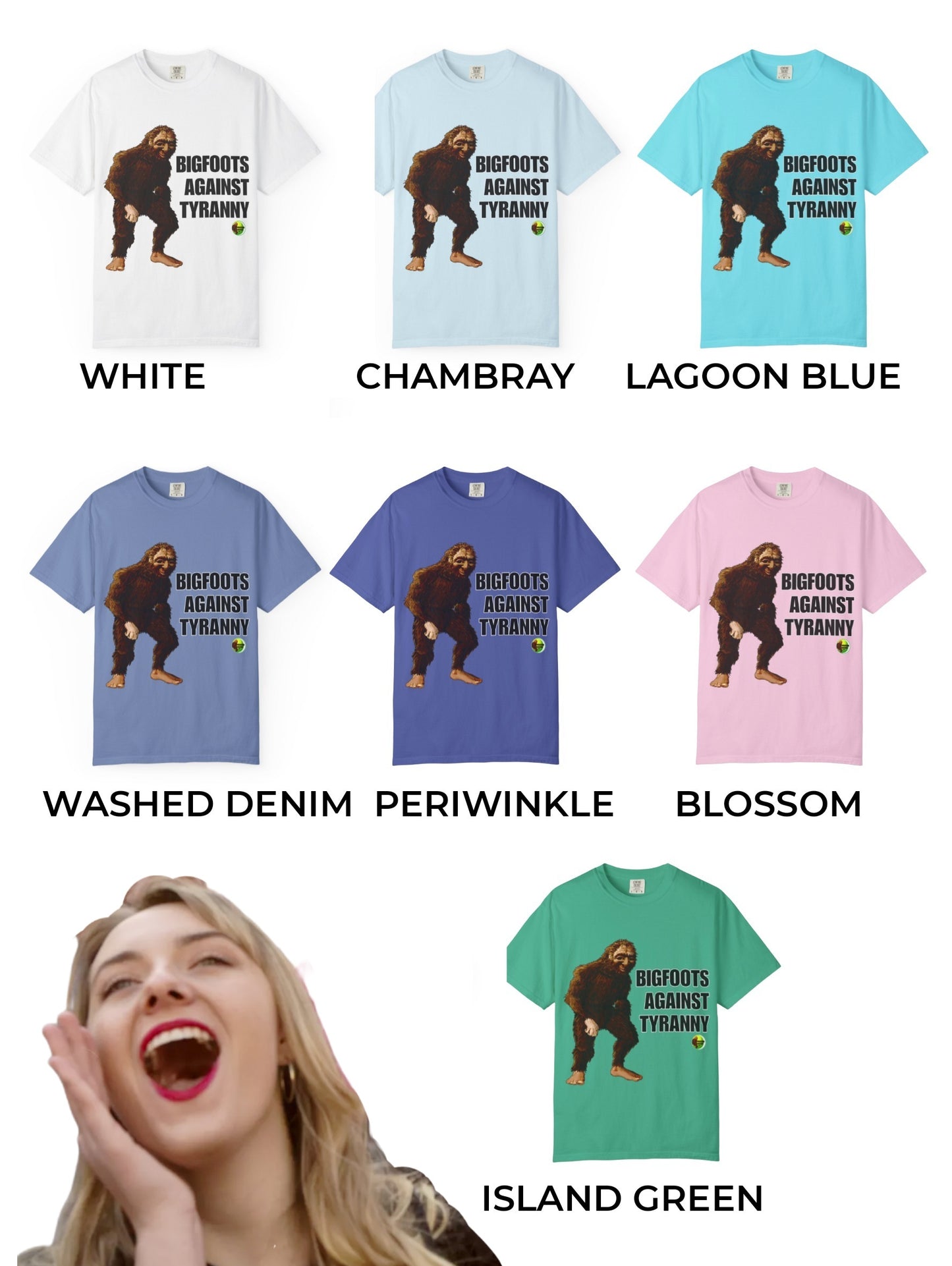 Unisex Garment-Dyed T-shirt - "Bigfoots Against Tyranny" - Fun Statement Tee for Outdoor Lovers