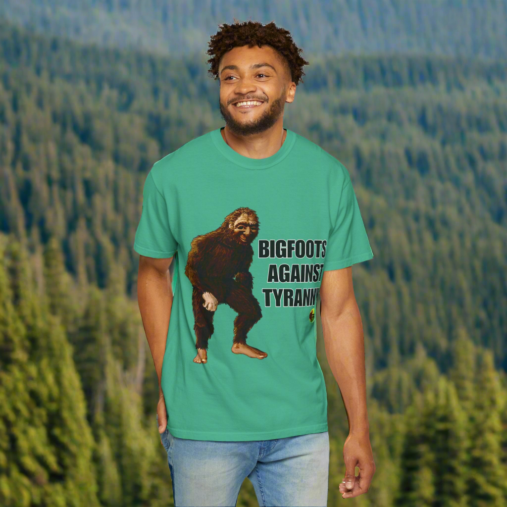 Unisex Garment-Dyed T-shirt - "Bigfoots Against Tyranny" - Fun Statement Tee for Outdoor Lovers
