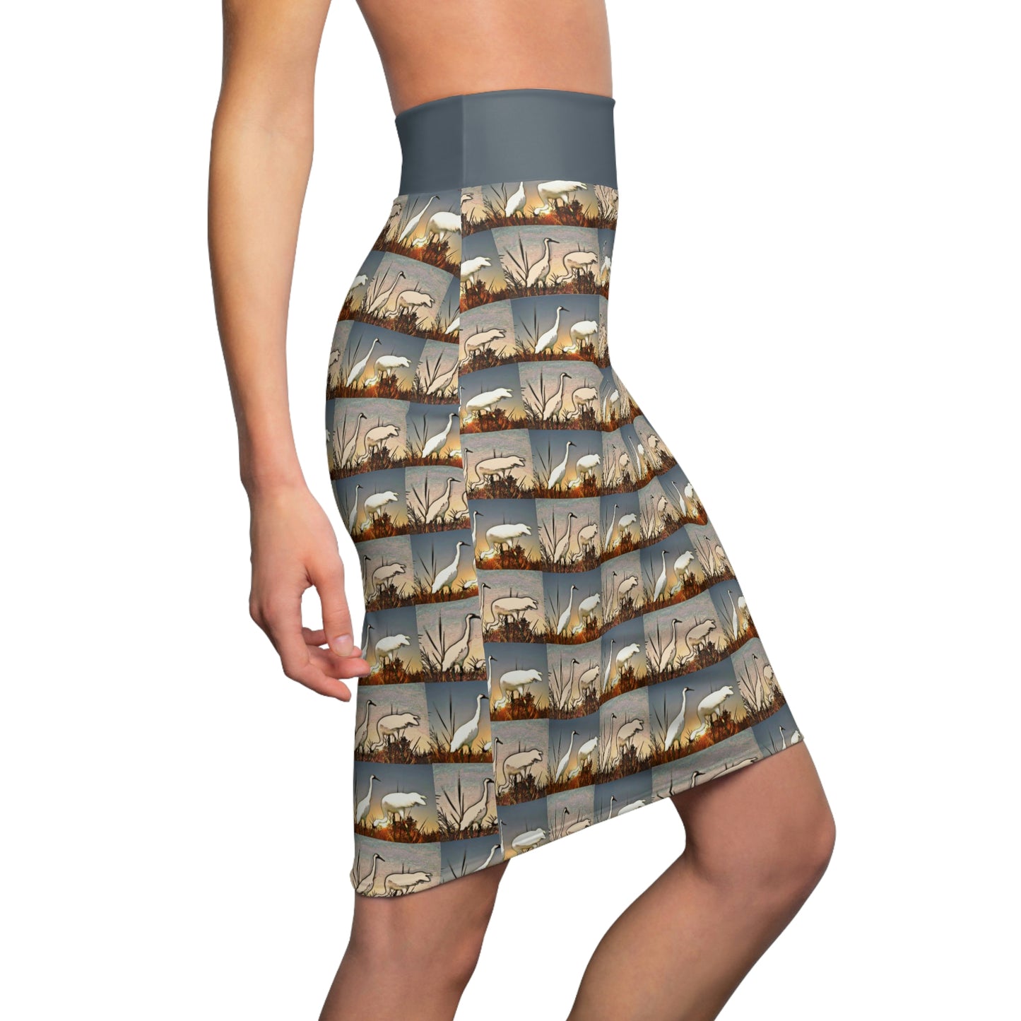 Whooping Cranes Pencil Skirt