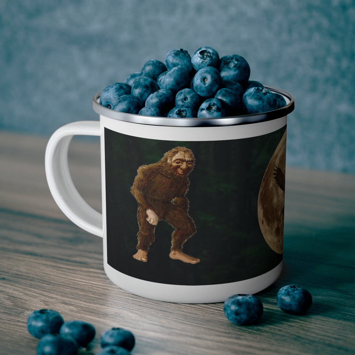 Enamel Bigfoot Camping Mug