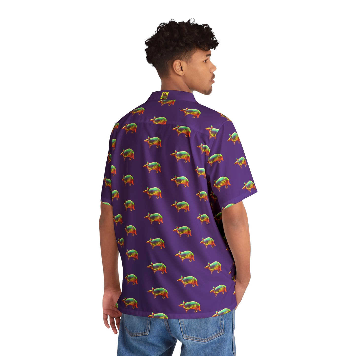 Men's Hawaiian Golden Armadillo Shirt in Purple