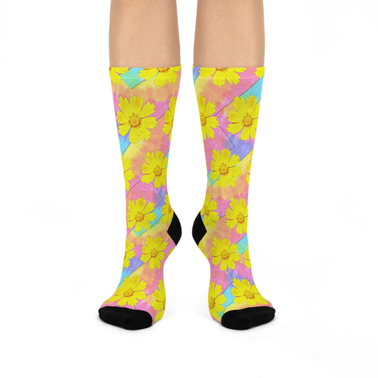 Yellow Wildflowers Crew Socks