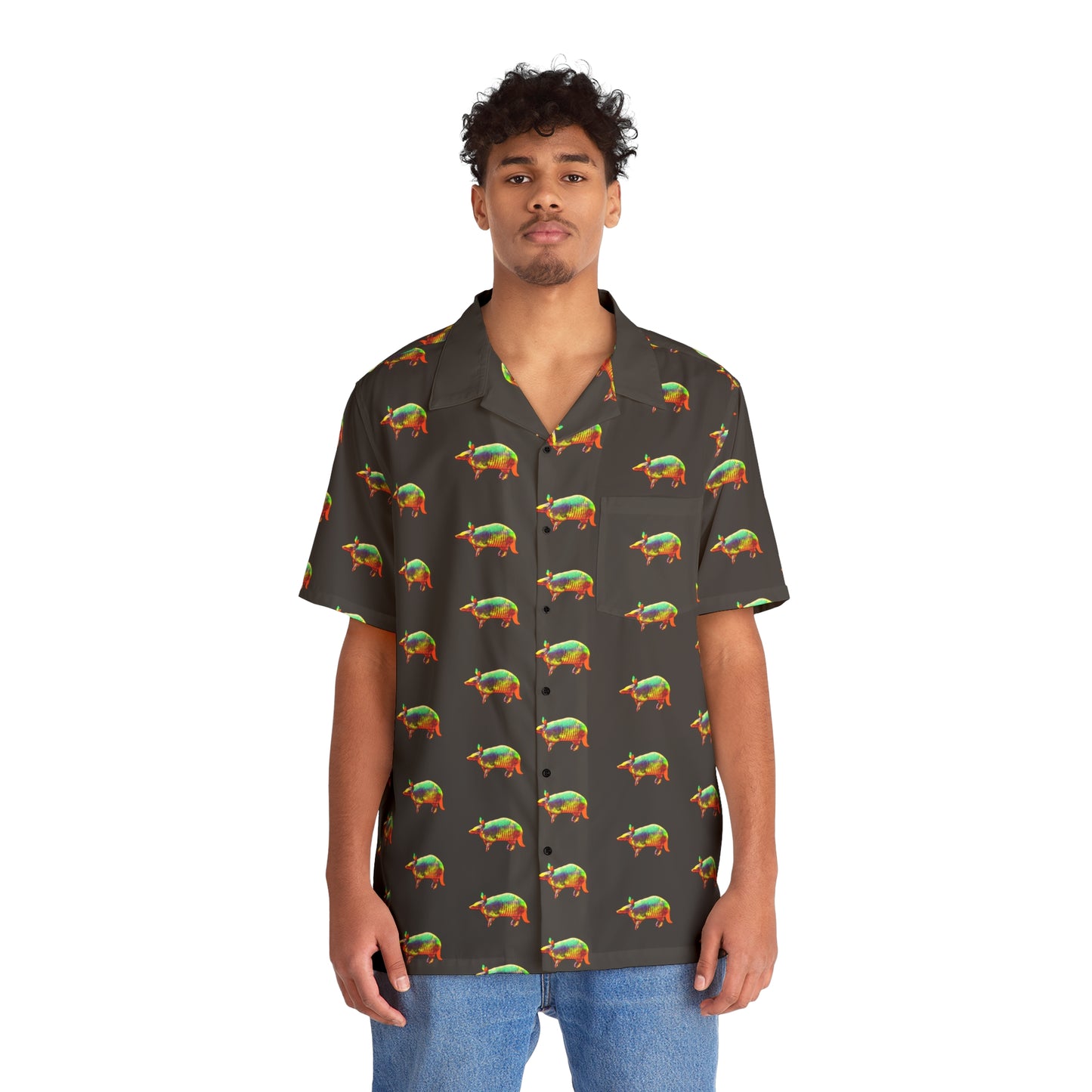 Men's Hawaiian Golden Armadillo Shirt in Black