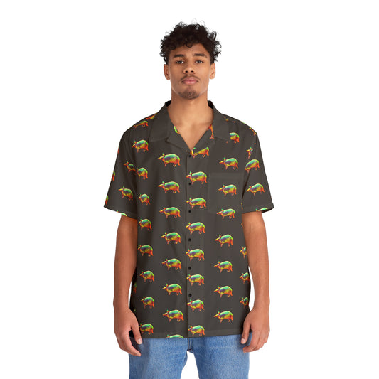 Men's Hawaiian Golden Armadillo Shirt in Black