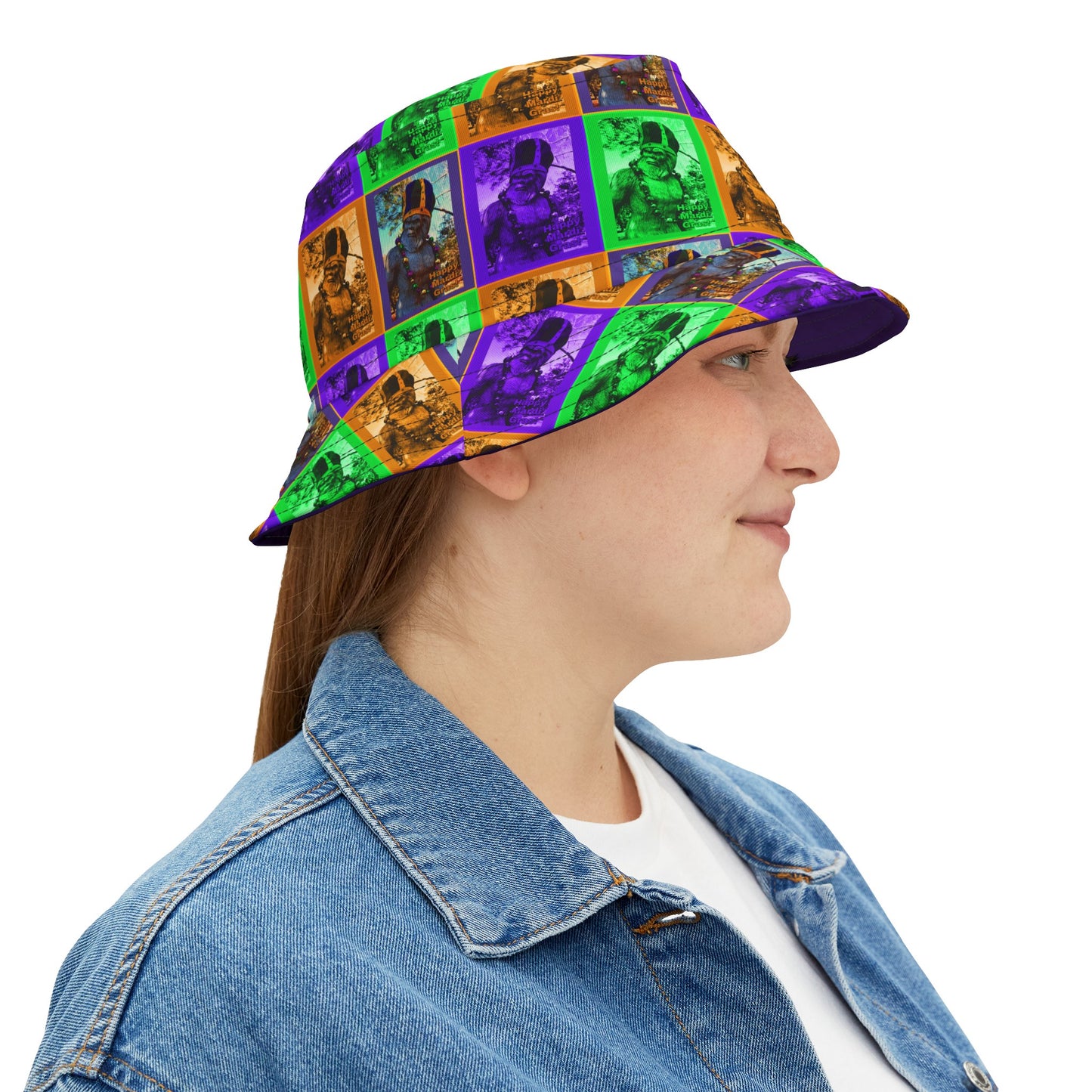 Mardi Gras Bigfoot Bucket Hat