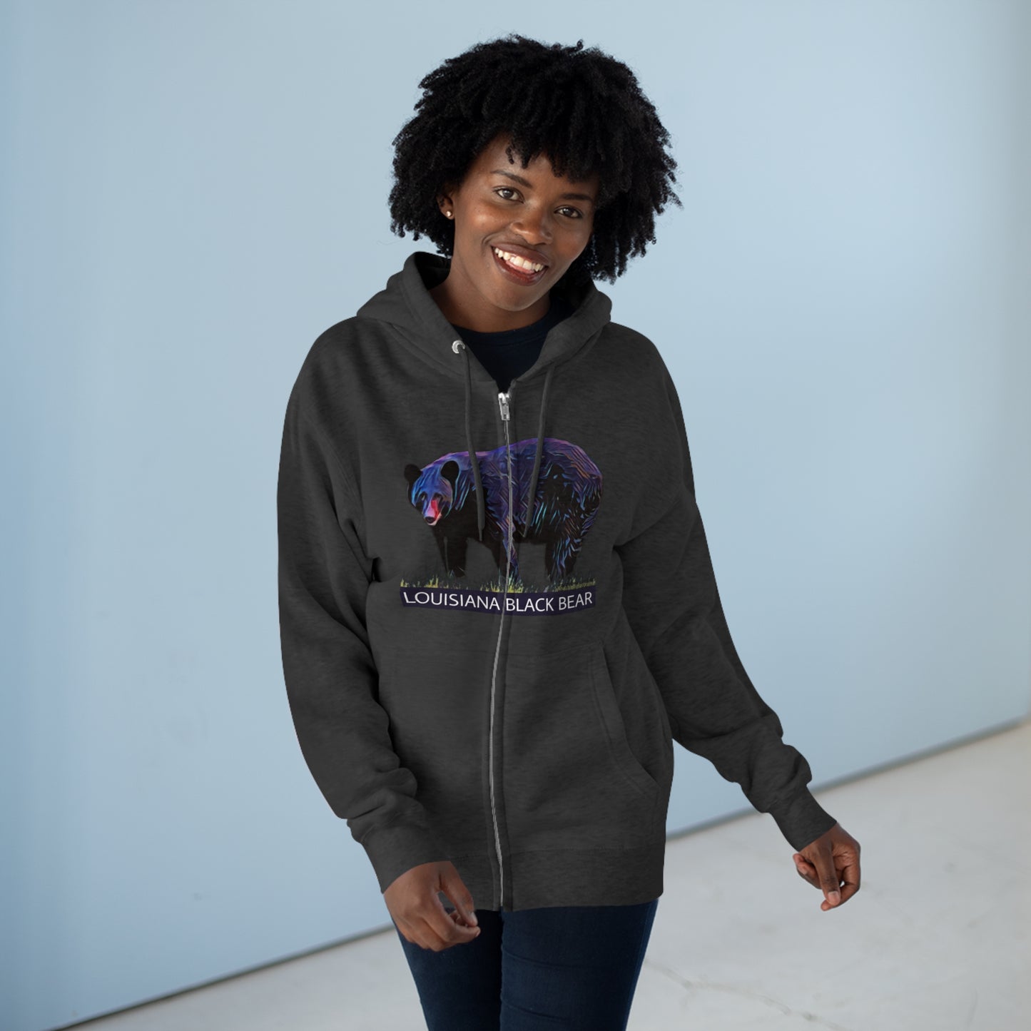 Unisex Premium Louisiana Black Bear Full-Zip Hoodie