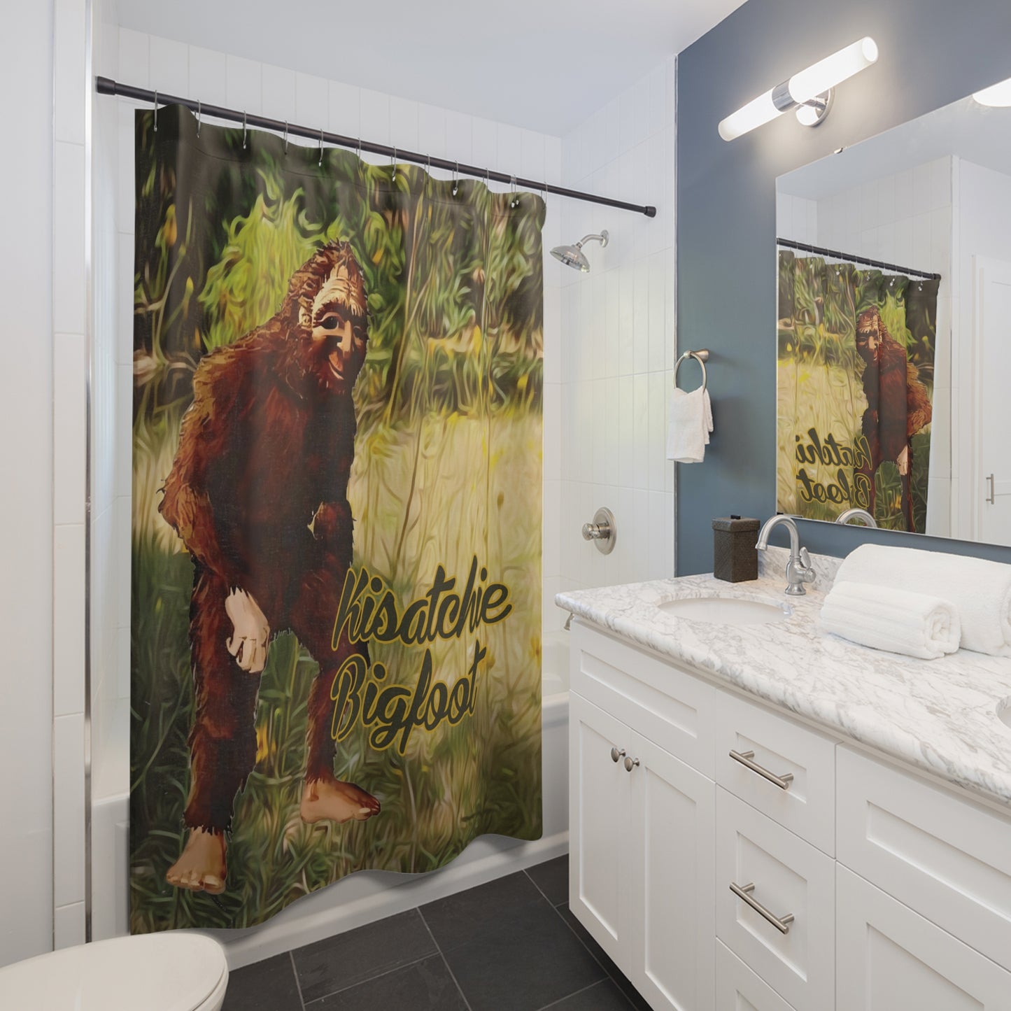 Kisatchie Bigfoot Shower Curtain — Woodland Bathroom Décor