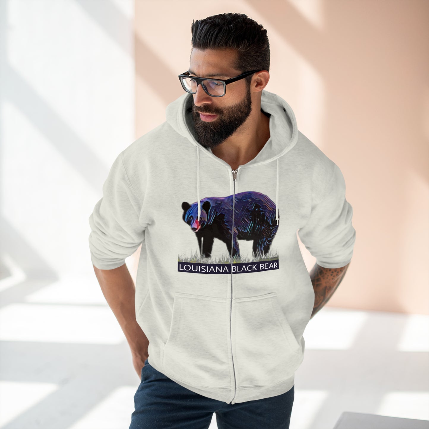 Unisex Premium Louisiana Black Bear Full-Zip Hoodie