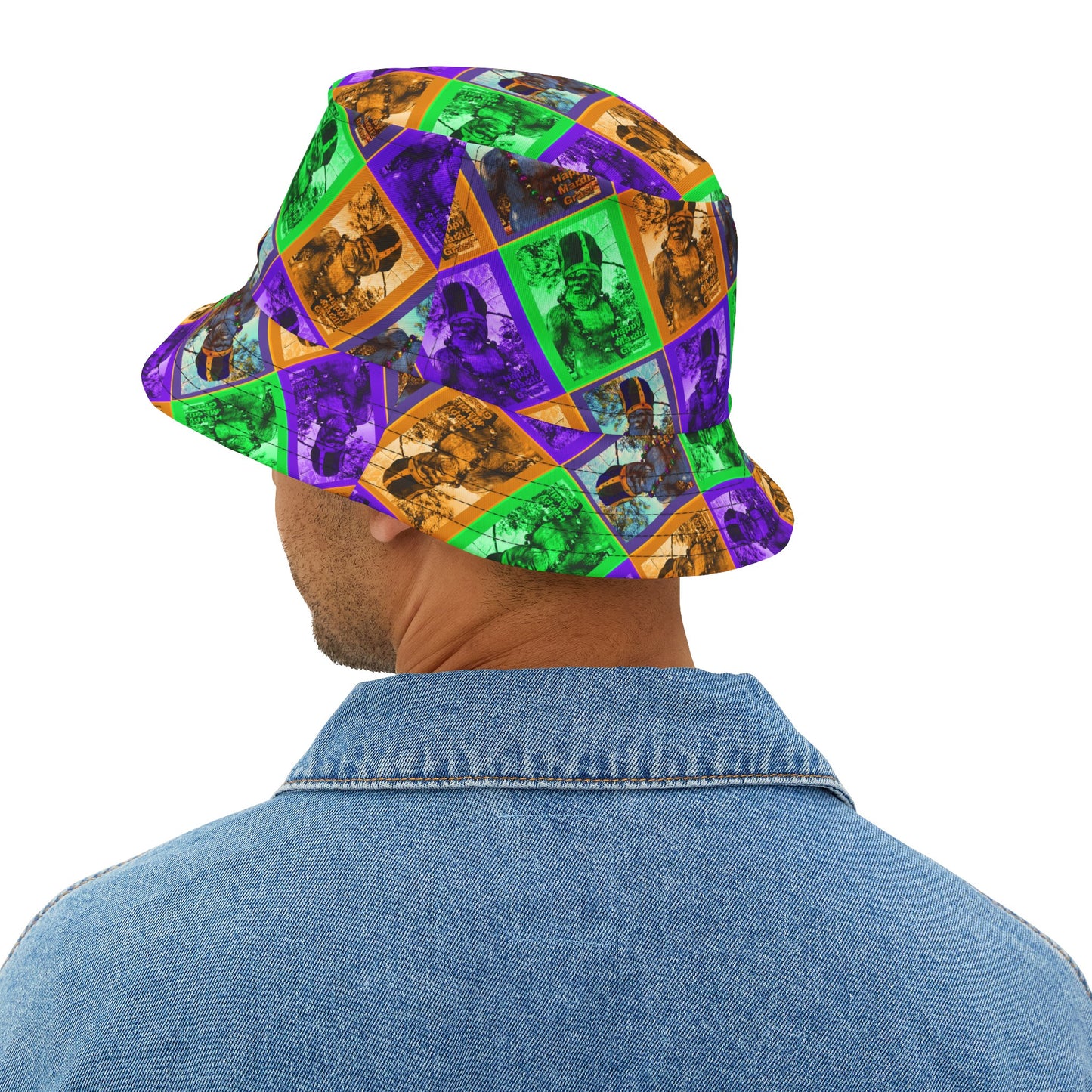 Mardi Gras Bigfoot Bucket Hat