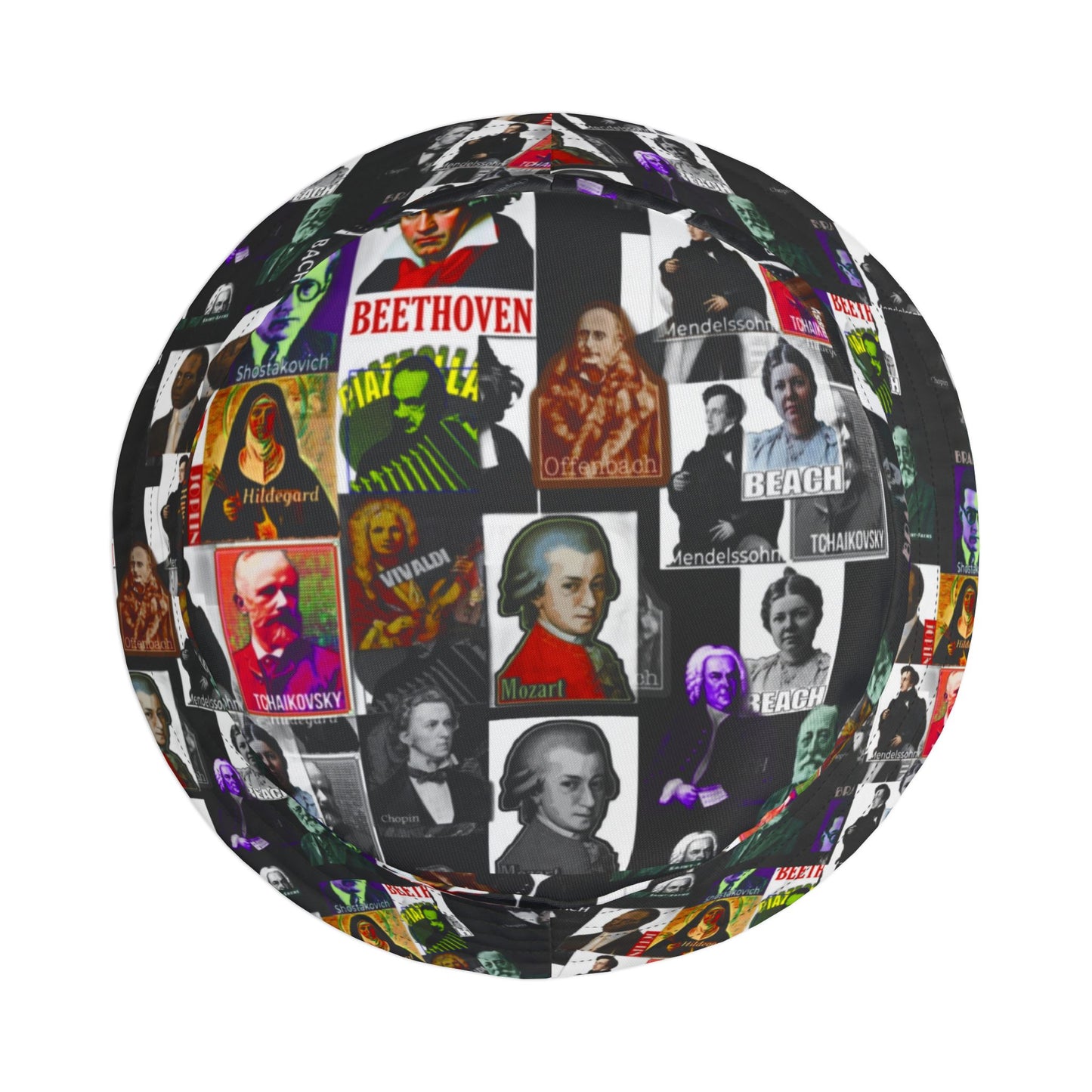 Classical Composers Black Bucket Hat — Vintage Classical Music Design