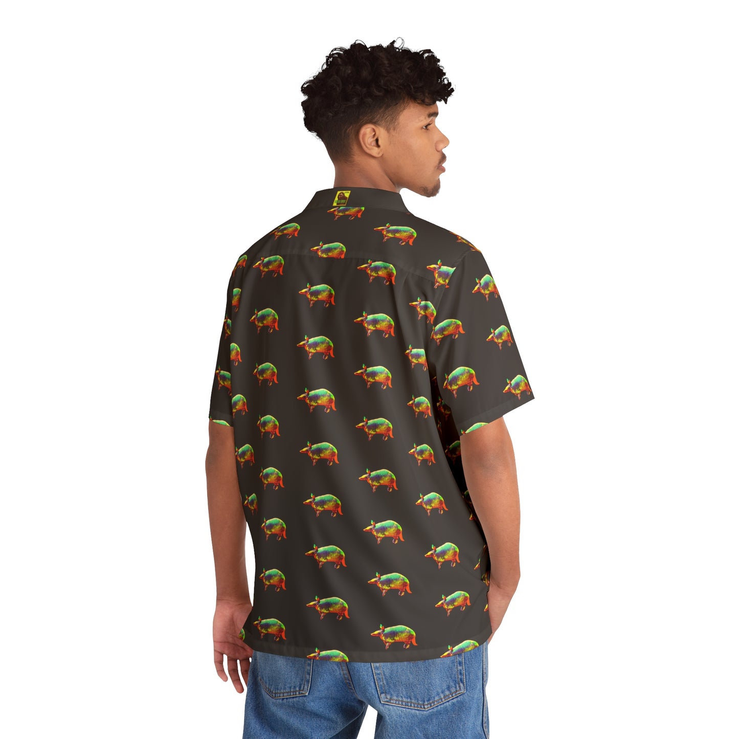 Men's Hawaiian Golden Armadillo Shirt in Black