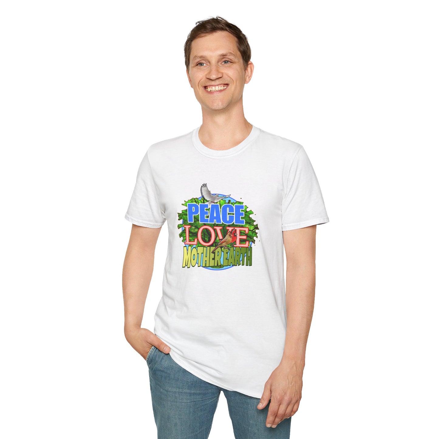 Peace-Love-MotherEarth Unisex Softstyle T-Shirt