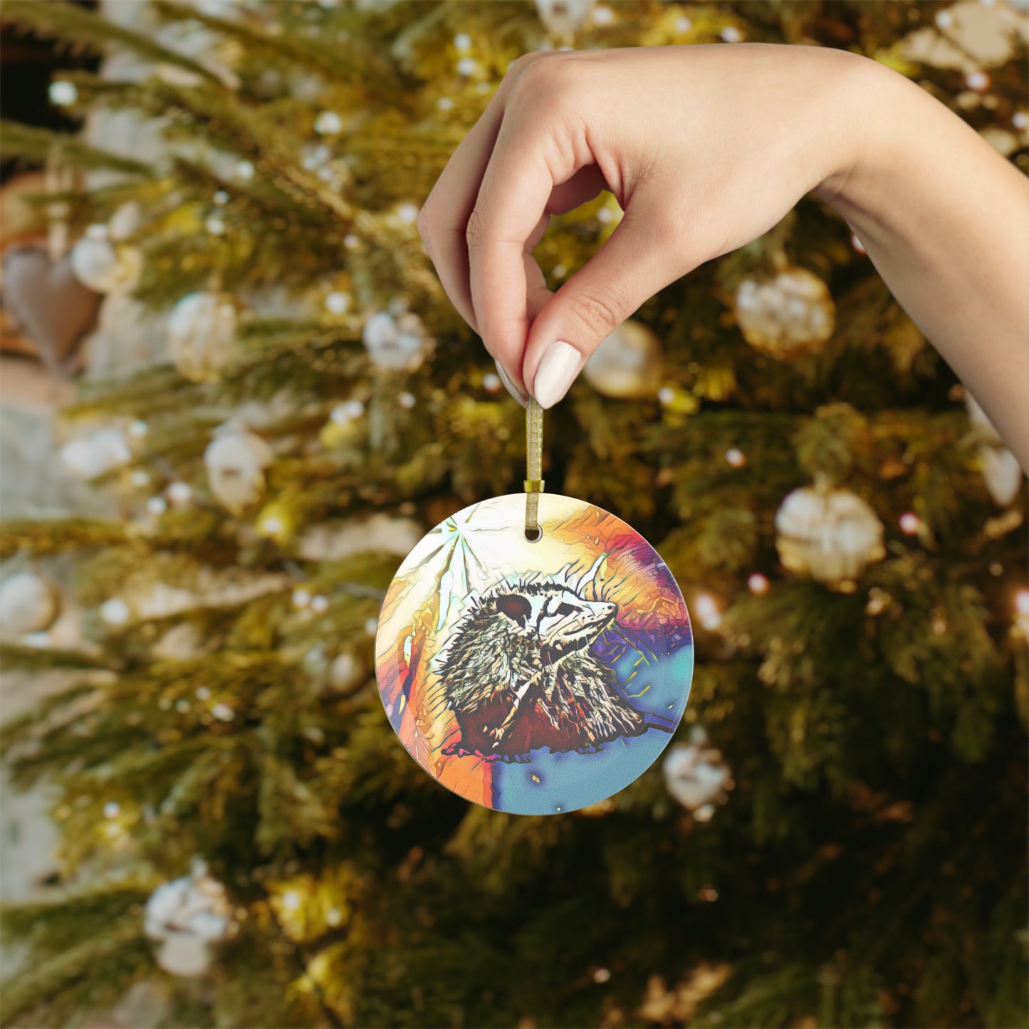 Opossum Glass Ornaments