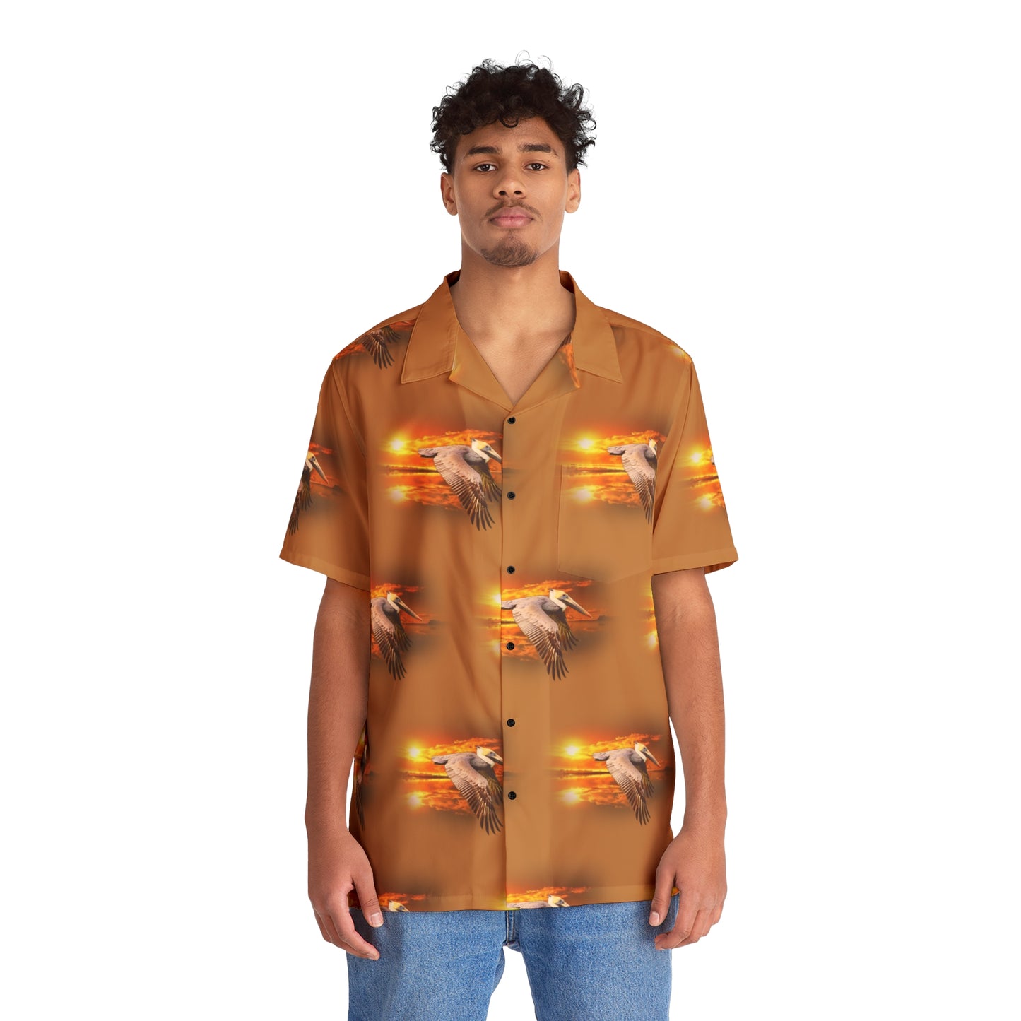 Men's Hawaiian Pelican Shirt in Brown