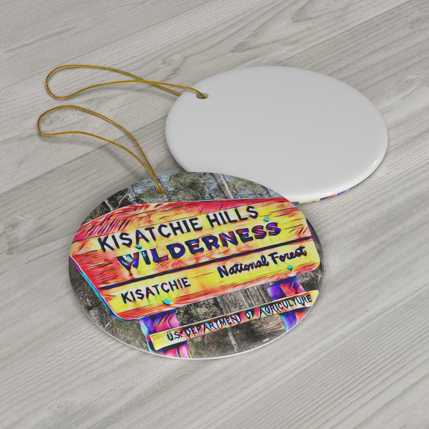 Porcelain Kisatchie Hills Sign Ornament