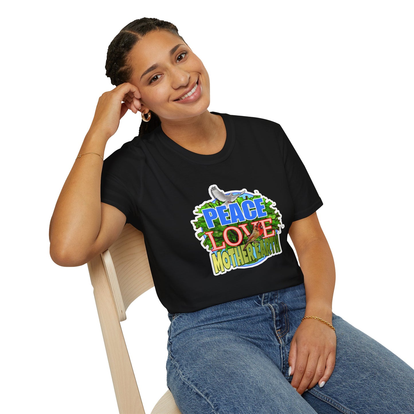 Peace-Love-MotherEarth Unisex Softstyle T-Shirt