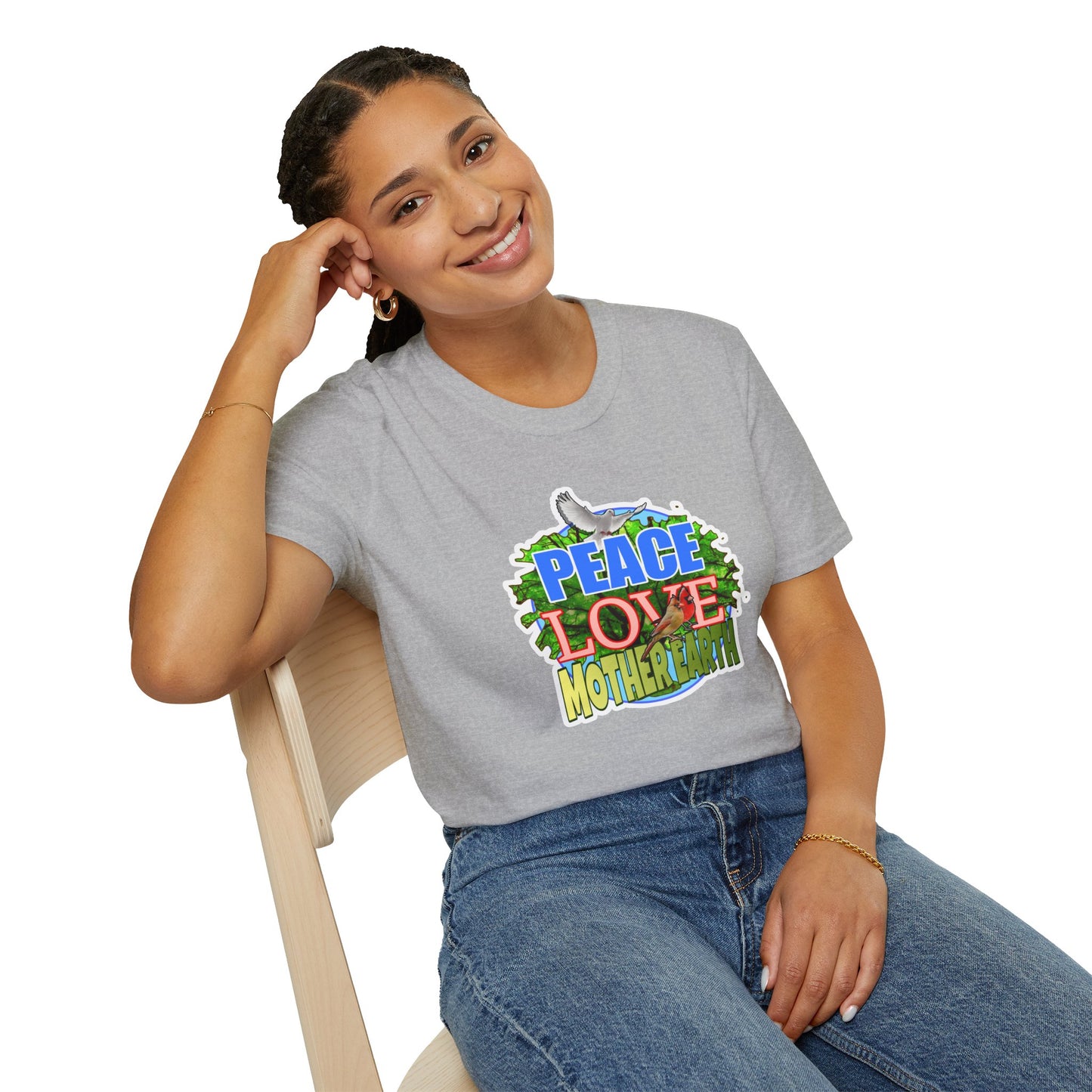 Peace-Love-MotherEarth Unisex Softstyle T-Shirt