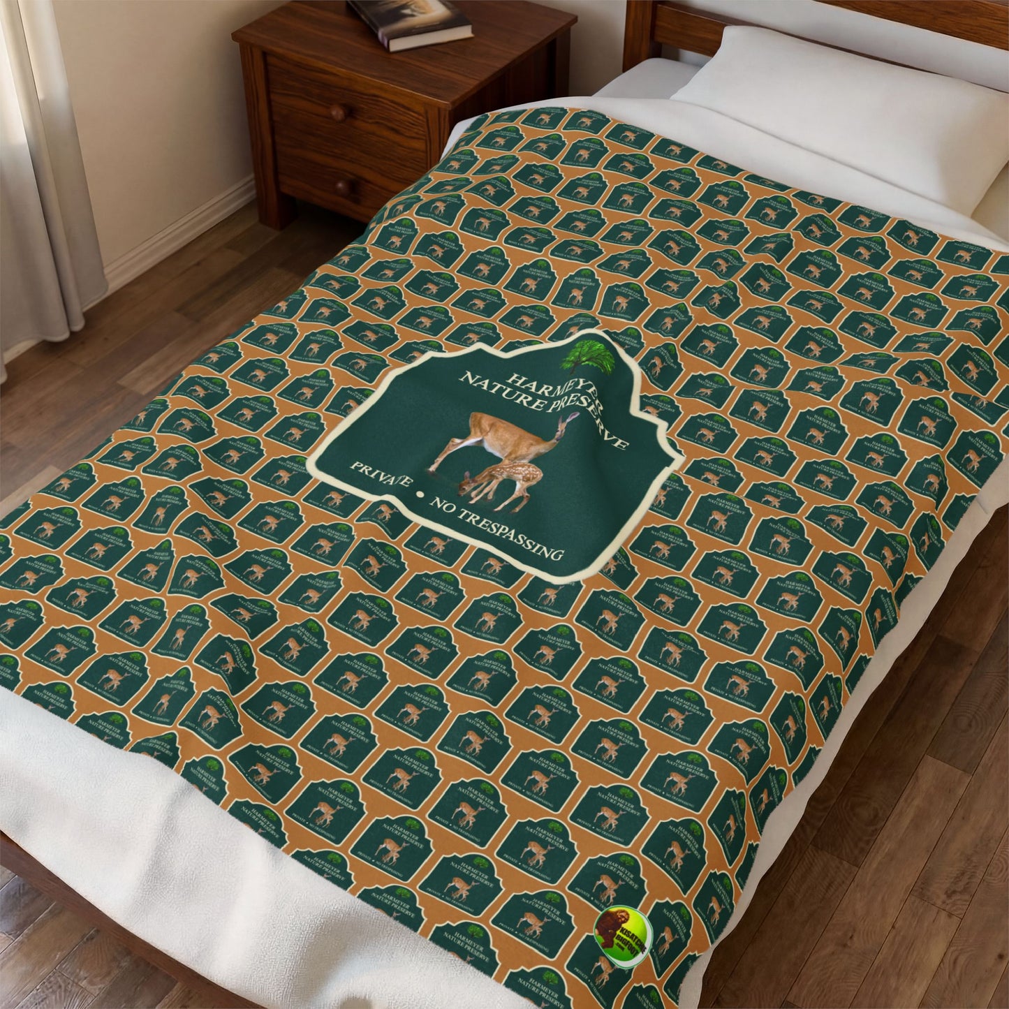 Harmeyer Nature Preserve Emblem Velveteen Plush Blanket