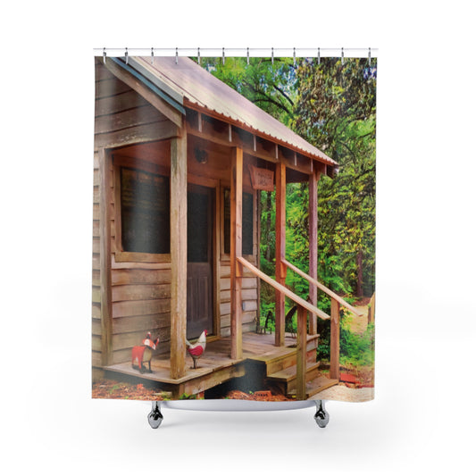 Rustic Cabin Shower Curtain — Woodland Cottage Bathroom Décor