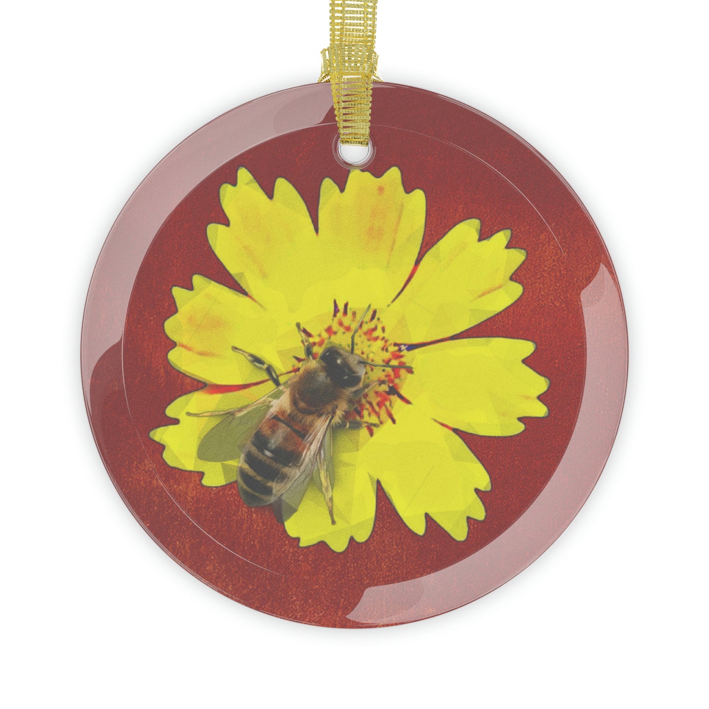 Bee and Flower Glass Ornaments