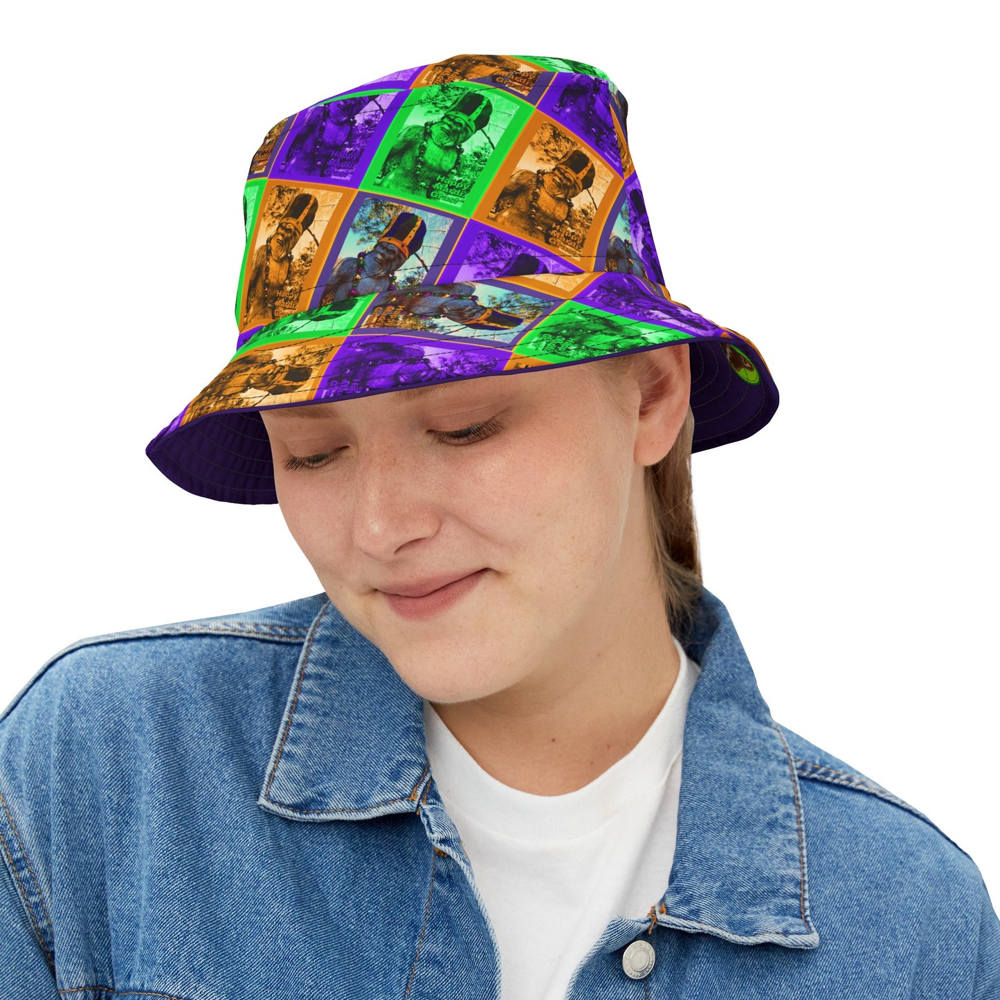 Mardi Gras Bigfoot Bucket Hat