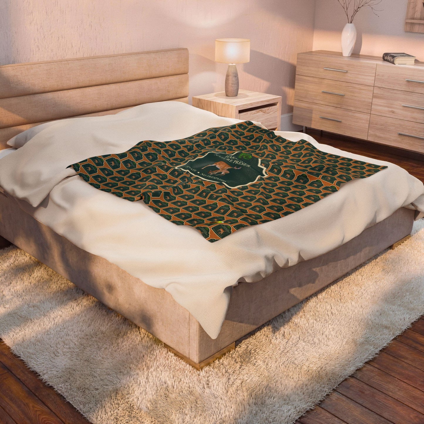 Harmeyer Nature Preserve Emblem Velveteen Plush Blanket