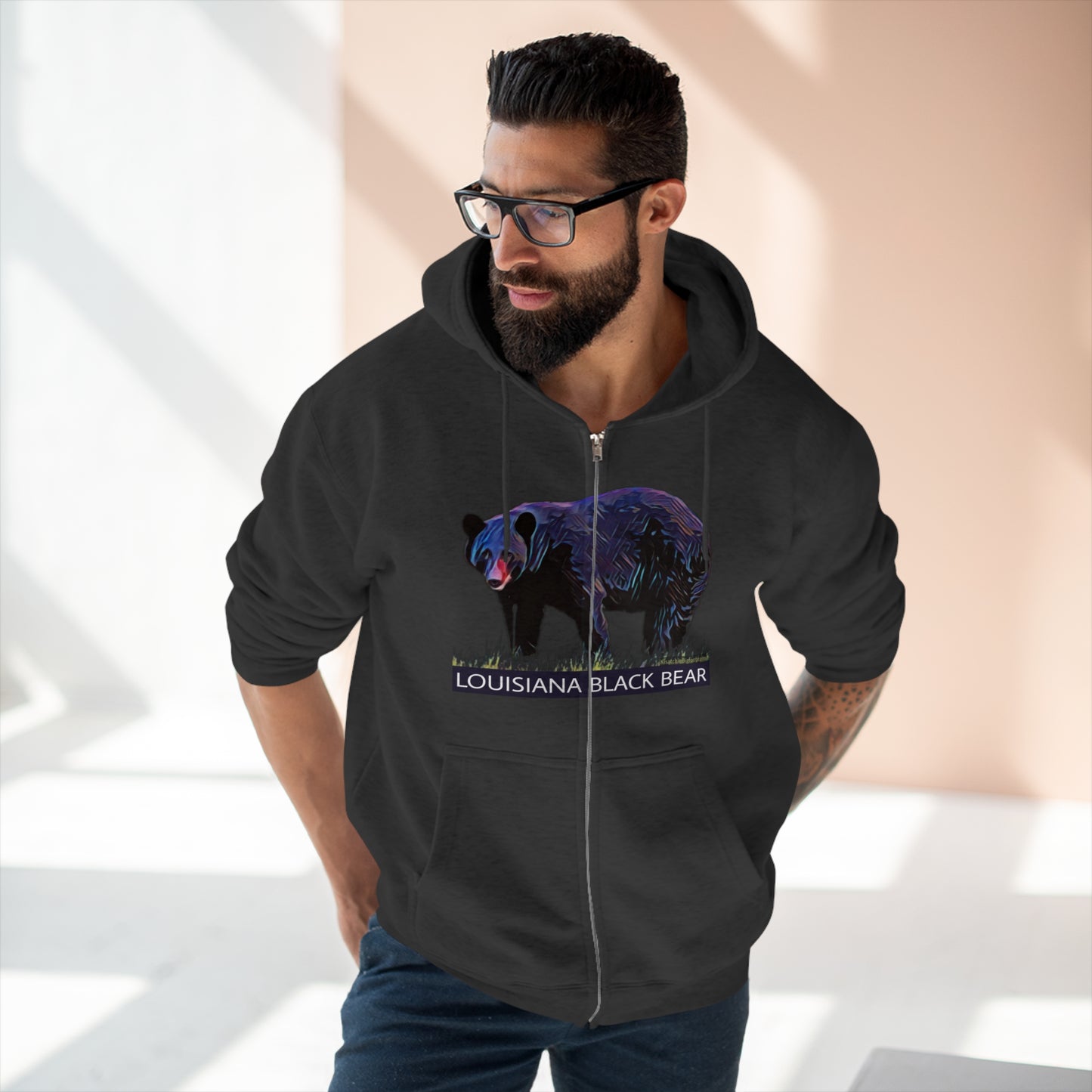 Unisex Premium Louisiana Black Bear Full-Zip Hoodie