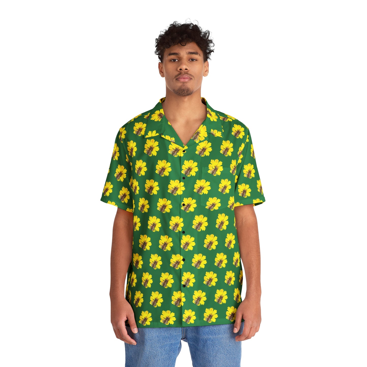 Men's Hawaiian Bee and Flower Shirt