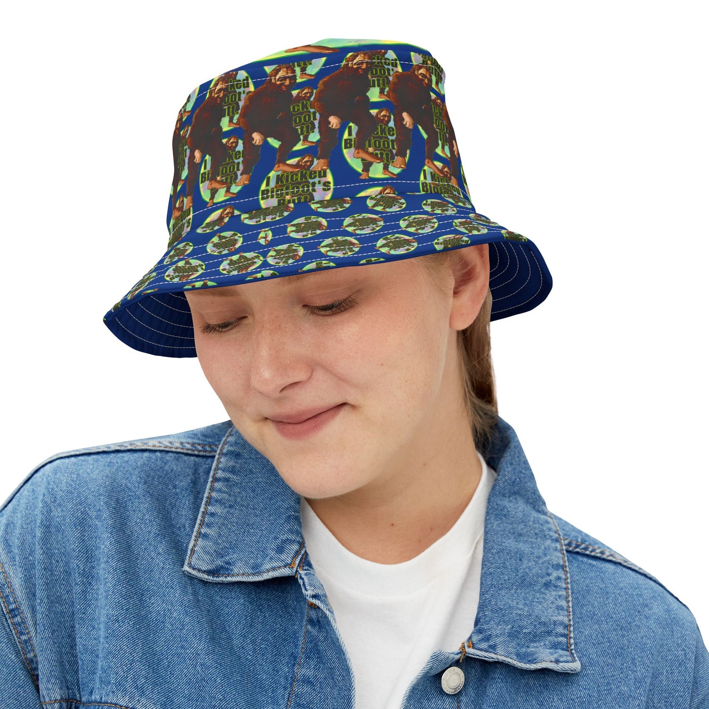 I Kicked Bigfoot's Butt Bucket Hat — Funny Bigfoot Novelty Hat