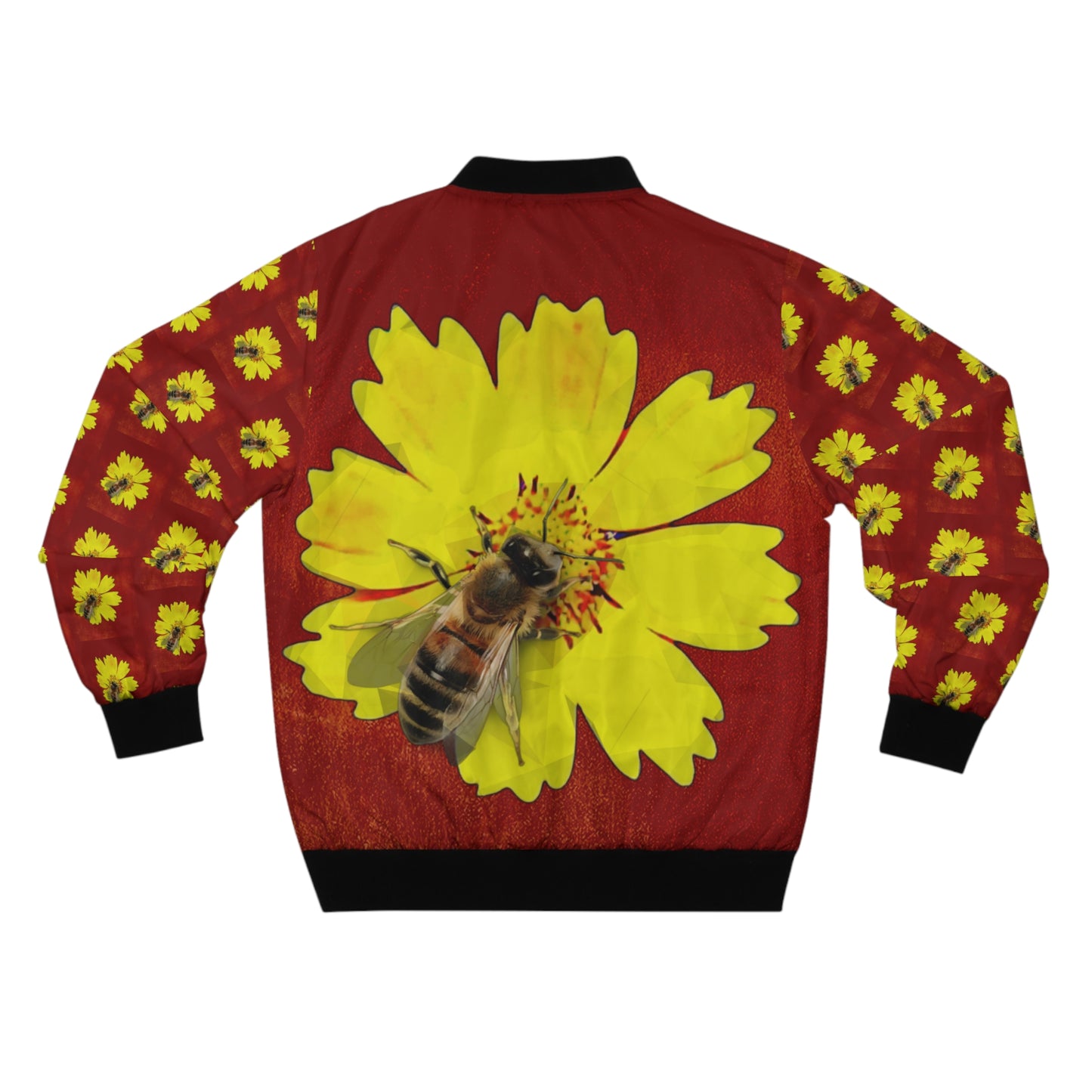 Bee and Flower Full-Zip Bomber Jacket