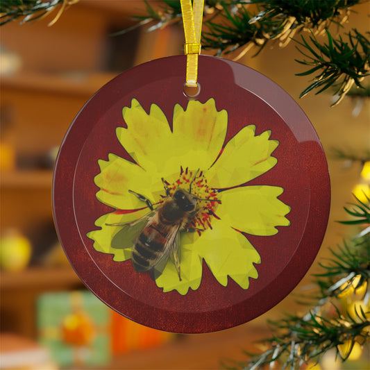 Bee and Flower Glass Ornaments