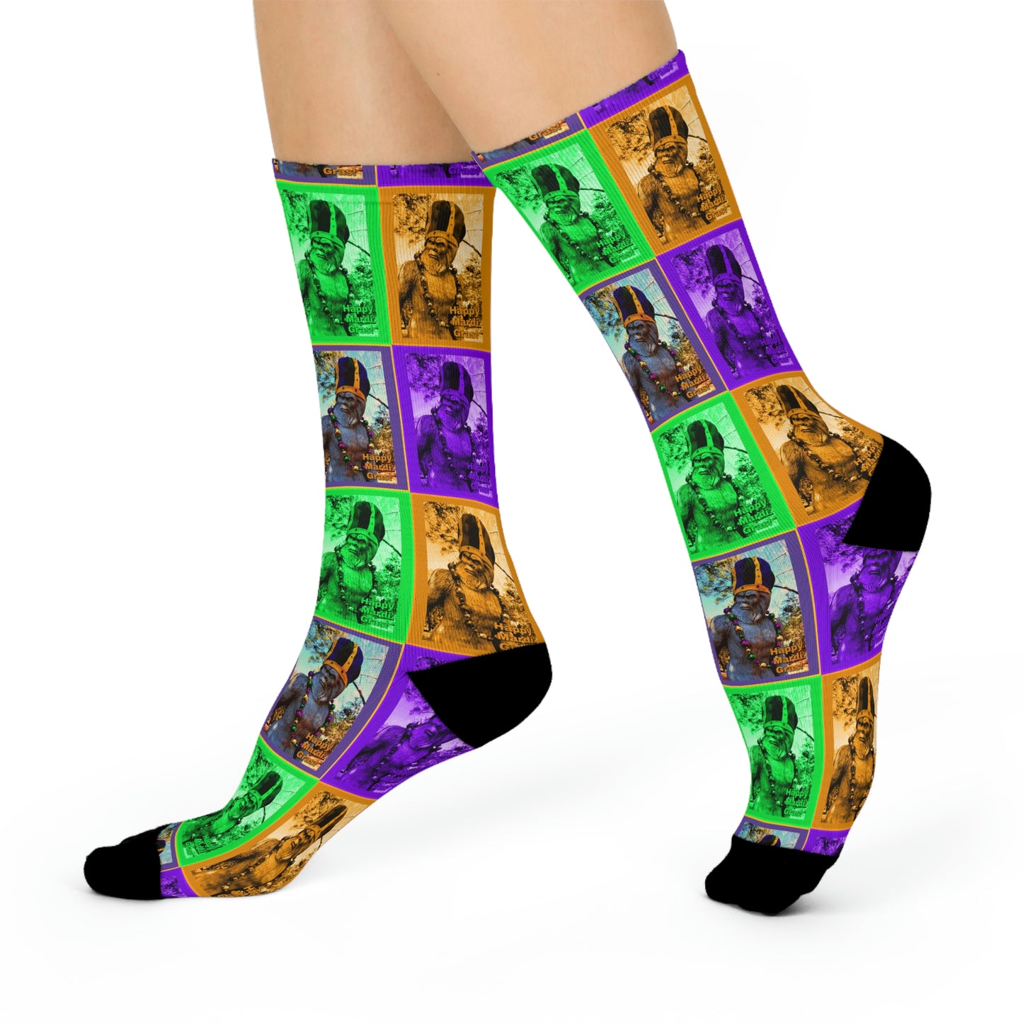 Bigfoot's Mardi Gras Crew Socks