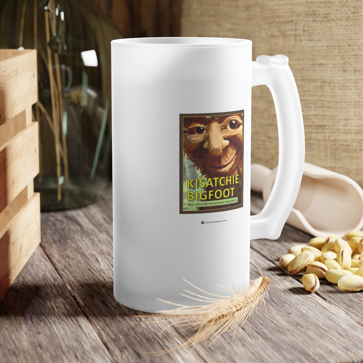 Frosted Glass Kisatchie Bigfoot Beer Mug