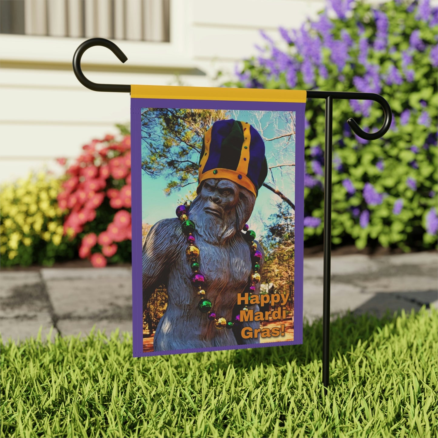 Mardi Gras Bigfoot Garden & House Banner