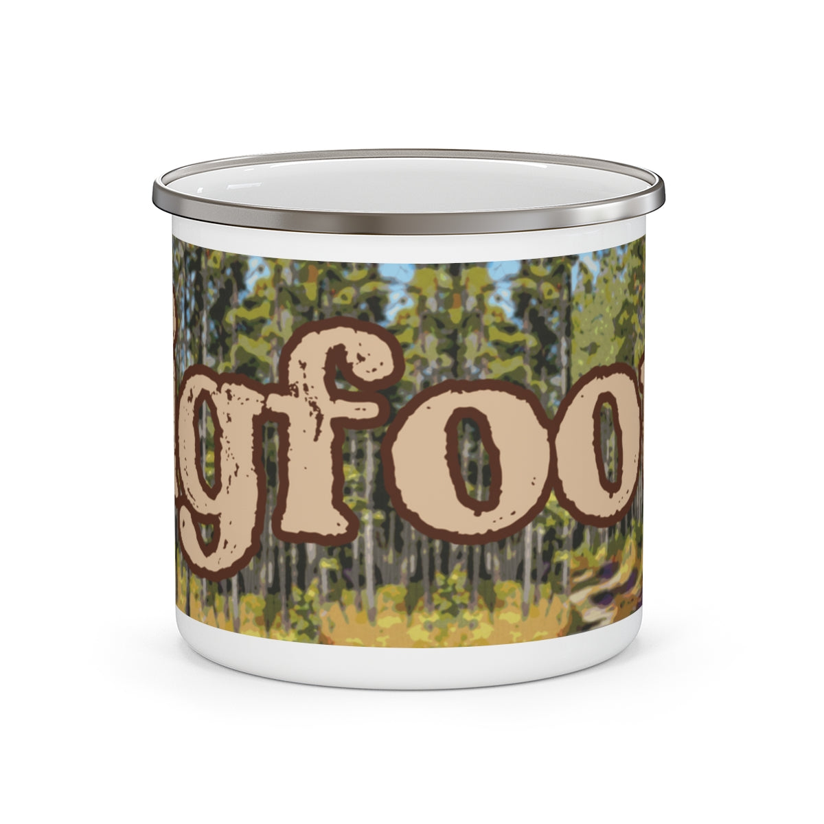 Enamel Bigfoot Camping Mug