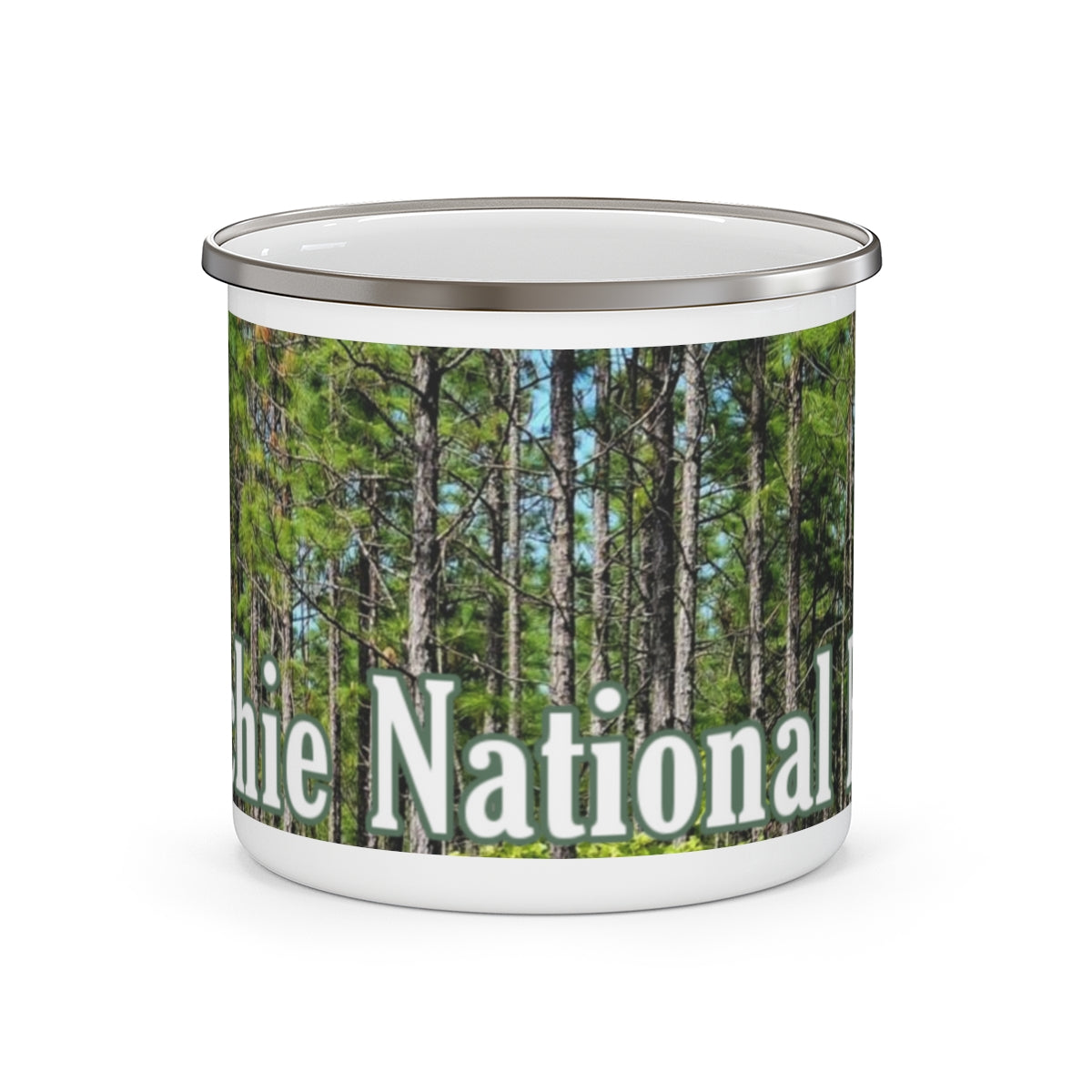 Enamel Kisatchie Pines Camping Mug