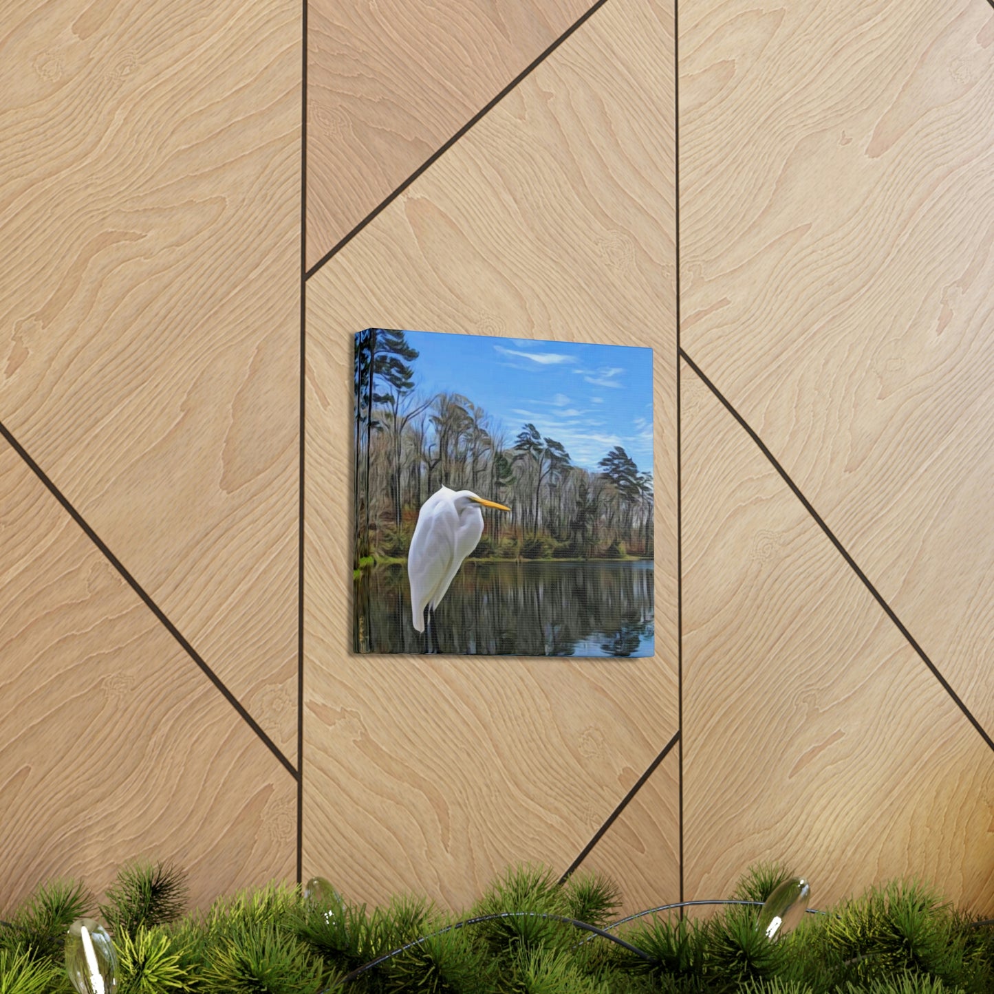 Egret at Valentine Lake Canvas Gallery Wraps