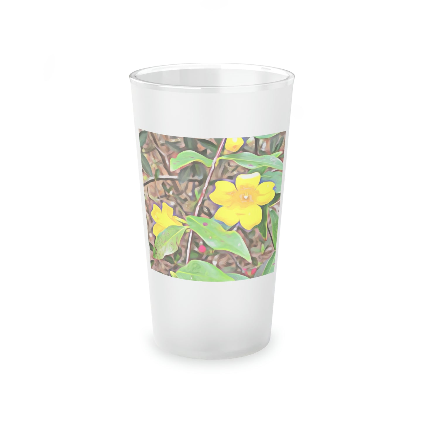 Yellow Jessamine Frosted Pint Glass, 16oz