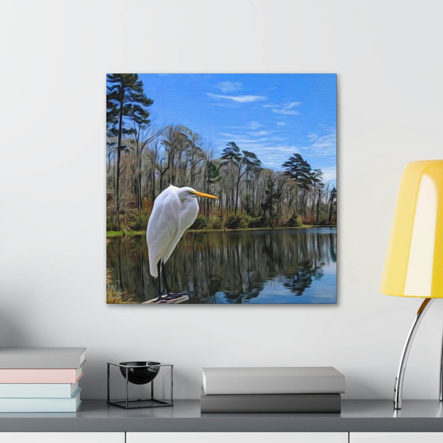 Egret at Valentine Lake Canvas Gallery Wraps