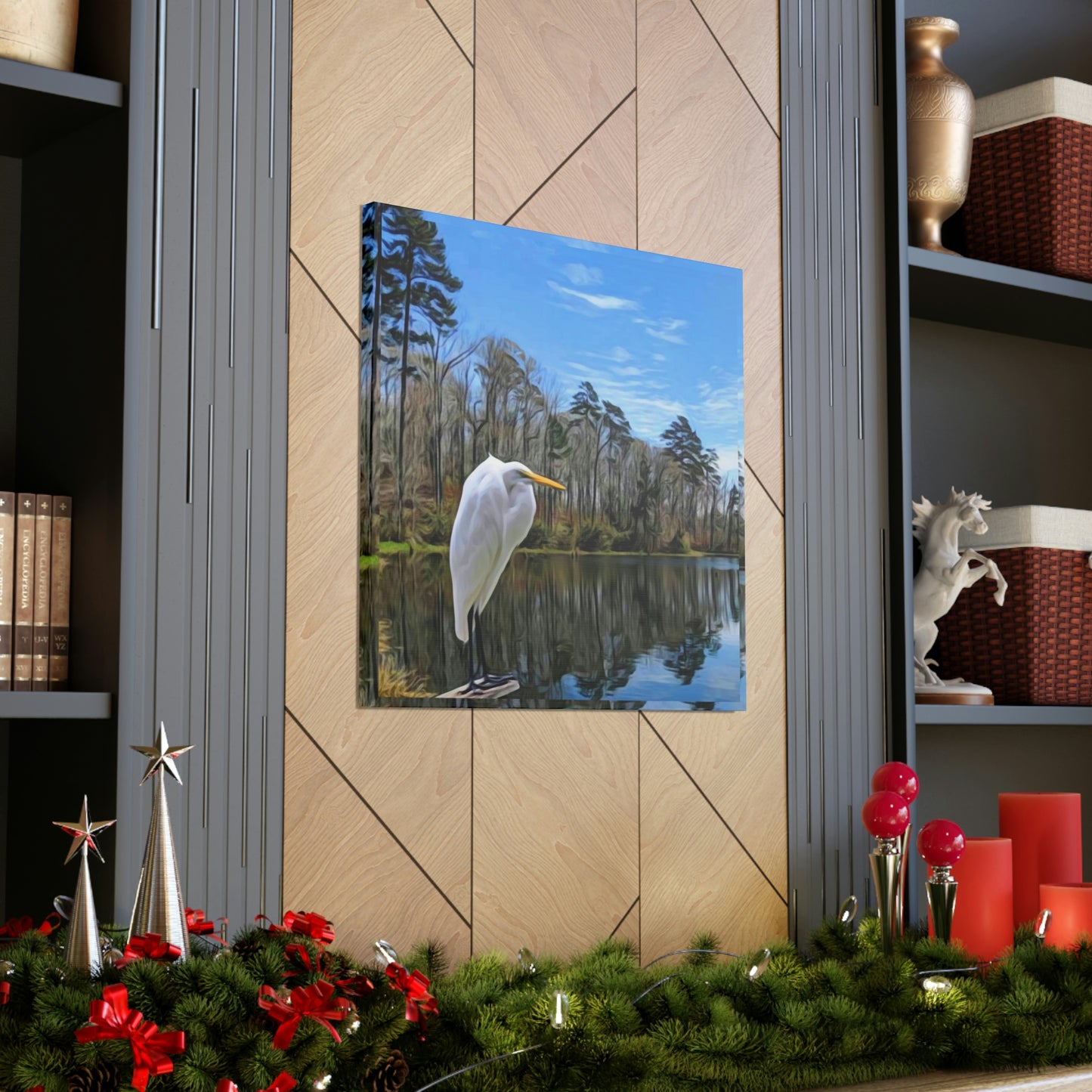 Egret at Valentine Lake Canvas Gallery Wraps