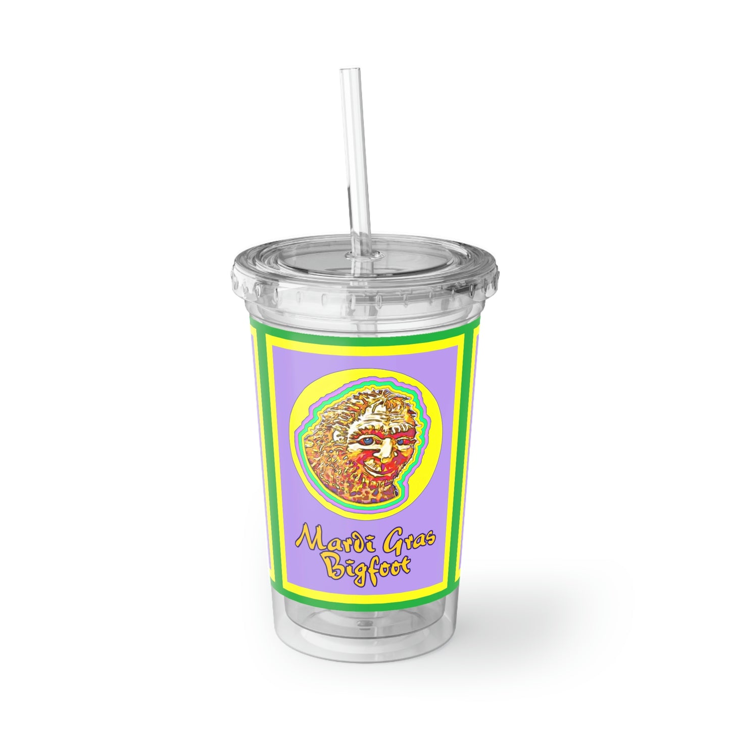 Mardi Gras Bigfoot Acrylic Cup