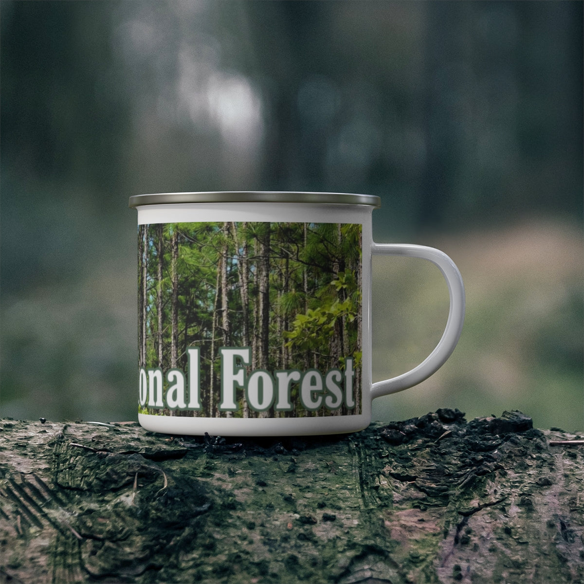 Enamel Kisatchie Pines Camping Mug