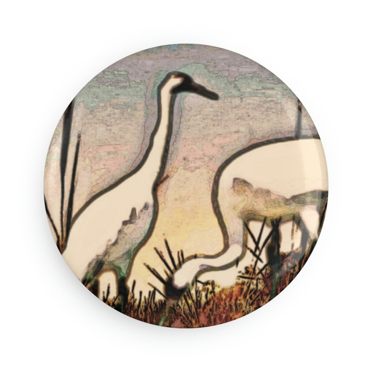 Round Whooping Cranes Magnets