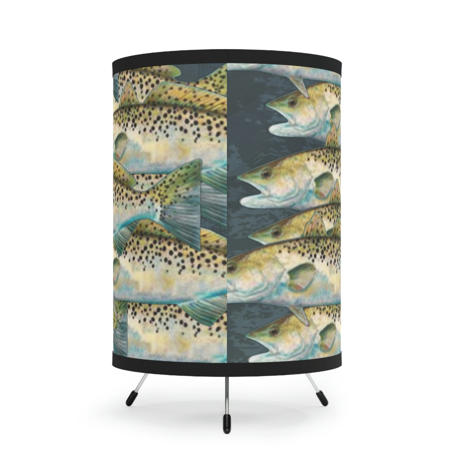 Speckled Trout Tripod Lamp with High-Res Printed Shade